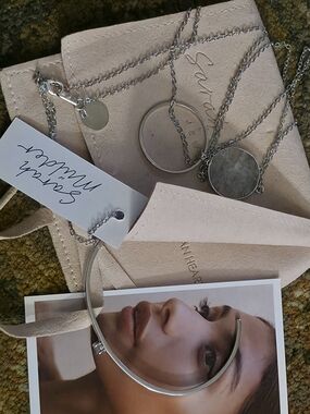 Jewelry Set Silver Minimalist Cuff & Pendant Necklace Set